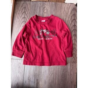 Carhartt Baby Boys Girls Red Farm Raised Tractor Long Sleeve Shirt 6 Months